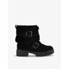 Shop Carvela Womens Black Alpine Buckle-embellished Flat Suede Ankle Boots Eur 36 / 3 Uk