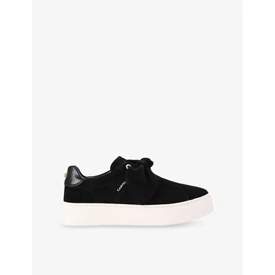 Carvela Womens Black Chiara Bow Suede Low-top Trainers Eur 38/5 Uk