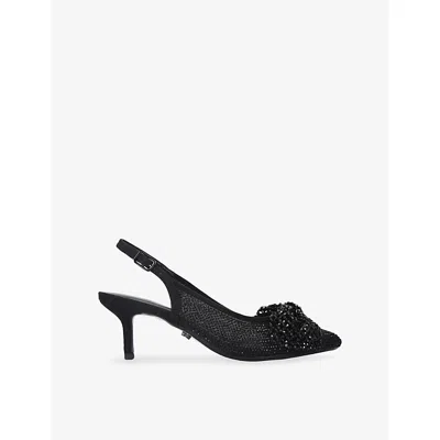 Carvela Womens Black Chiara Bow Woven Heeled Slingbacks Eur 39 / 6 Uk