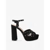Carvela Womens Cinzia Platform Suede Heeled Sandals Black Eur 41 / 8 Uk