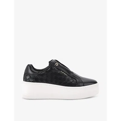 Carvela Womens Black Connected Laceless Leather Trainers