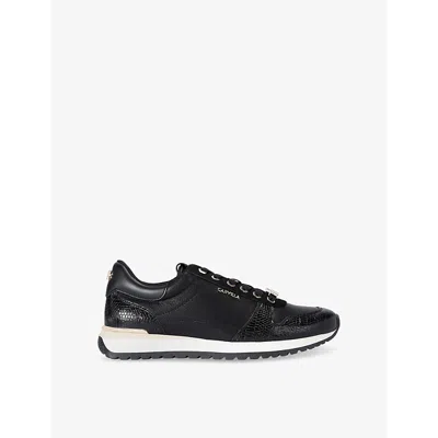 Carvela Womens  Florencia Logo-plaque Faux-leather Low-top Trainers In Black