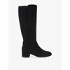 Carvela Womens Black Gaia Heeled Suede Knee-high Boots Eur 39 / 6 Uk In Black