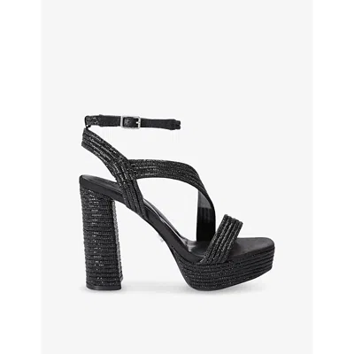 Carvela Womens Black Gala Jewel-embellished Woven Platform Sandal
