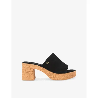 Carvela Womens Black Genova Block-heel Suede Sandals Eur 38/5 Uk