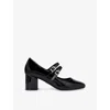 Carvela Womens  Harper Double-strap Patent-leather Heeled Courts In Black