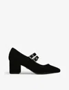 Carvela Womens Black Harper Front-buckle Suede Heeled Courts In Black