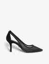 Carvela Womens Black Hotsox Crystal-embellished Mesh Heeled Court Shoes In Black