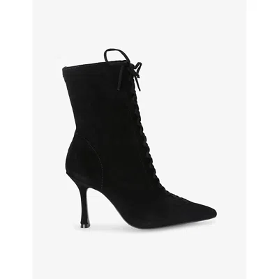 Carvela Womens Black Leoni Lace-up Suede Heeled Ankle Boots Eur 38/5 Uk