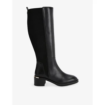 Carvela Womens Black Liberty Leather Heeled Knee-high Boots Eur 38/5 Uk