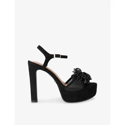 Carvela Womens Black Lucia Platform-heel Woven Sandals Eur 38/5 Uk