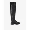 Carvela Womens Black Napoli Leather Flat Over-the-knee Boots Eur 42/ 9 Uk In Black