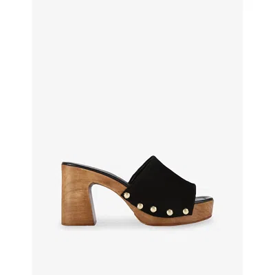 Carvela Womens Black Novella Suede Heeled Mules Eur 37 / 4 Uk