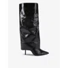 Carvela Womens Black Passion Cuff Pointed-toe Heeled Faux Leather Boots In Black