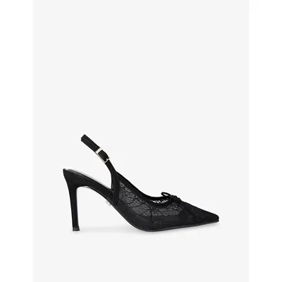 Carvela Womens Black Positano Lace Heeled Woven Slingback Courts Eur 38/5 Uk