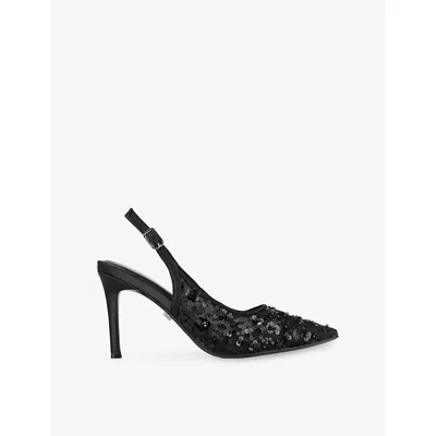 Carvela Womens Black Positano Sequin Heeled Vinyl Sling-backs Eur 39 / 6 Uk
