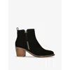 Carvela Womens Black Secil Block-heel Suede-leather Ankle Boots In Black