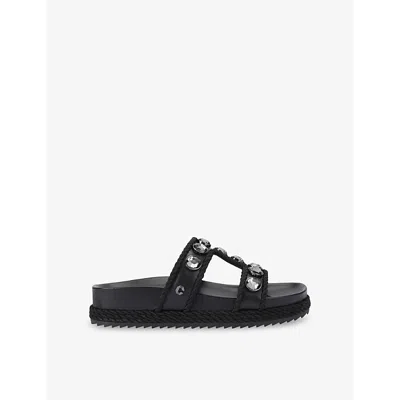 Carvela Womens  Sorella Crystal-embellished Faux-leather Sandals In Black