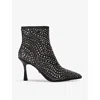 Carvela Womens  Catwalk Stud-embellished Satin Ankle Boots In Black/comb
