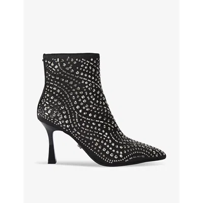 Carvela Womens  Catwalk Stud-embellished Satin Ankle Boots In Black/comb