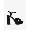 Carvela Womens Black/comb Cinzia Suede Platform Sandals Eur 37 / 4 Uk In Black