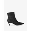 Carvela Womens Black/comb Marcia Embellished Heeled Faux-leather Ankle Boots Eur 38/5 Uk In Black