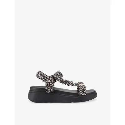 Carvela Womens Black/comb Novara Satin Flatform Sandals Eur 40 / 7 Uk