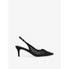 Carvela Womens Black/comb Positano Vinyl Mesh Kitten Heels Eur 38/5 Uk In Black