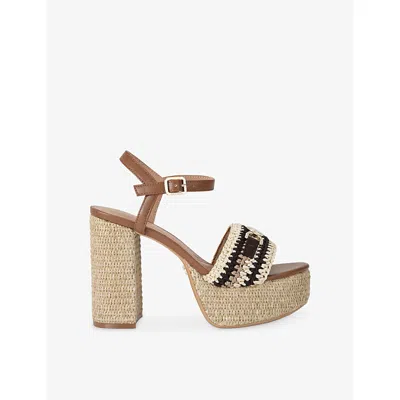 Carvela Womens Blk/beige Nola Woven Platform Sandals Eur 38/5 Uk In Neutral