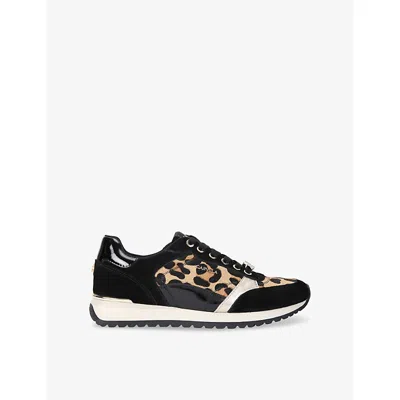 Carvela Womens Blk/brown Florencia Leopard Faux-leather Trainers Eur 36 / 3 Uk In Animal Print