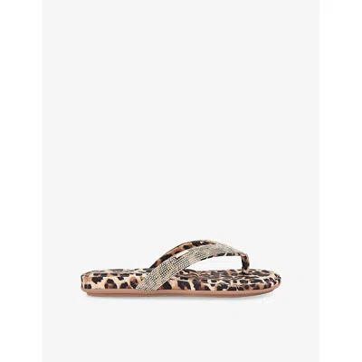 Carvela Womens Blk/brown Riviera Jewel Leopard-print Satin Sandals Eur 39 / 6 Uk