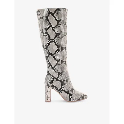 Carvela Womens Blk/white Jackpot Faux-leather High-leg Boots Eur 42/ 9 Uk In Multi