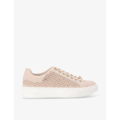 Carvela Womens Blush Dream Jewel Crystal-embellished Woven Low-top Trainers