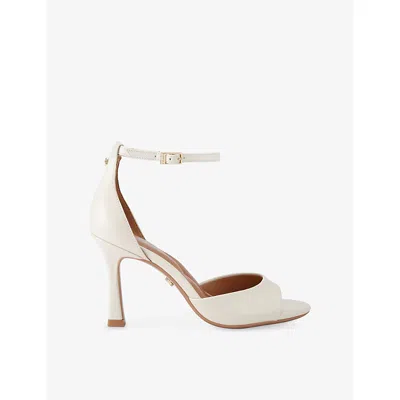 Carvela Womens Bone Corletta Wide-fit Heeled Faux-leather Sandals Eur 41 / 8 Uk In Neutral