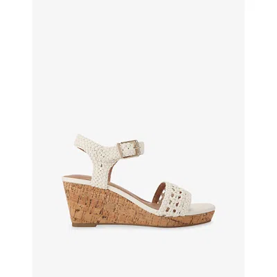 Carvela Womens Bone Portofino Woven Wedge Sandals Eur 37 / 4 Uk In Brown