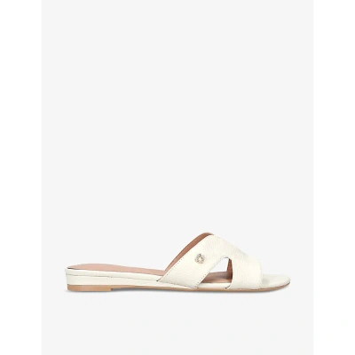 Carvela Womens Bone Seville Logo-embellished Leather Flat Sandals