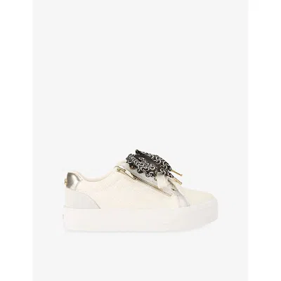 Carvela Womens Bone Sorrento Scarf Faux-leather Trainers Eur 36 / 3 Uk In White