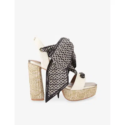 Carvela Womens Bone Sorrento Scarf Woven Heeled Platform Sandals Eur 38/5 Uk In Brown