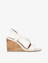 Carvela Womens Bone Symmetry C-stud Leather Wedge Sandals In Bone