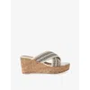 Carvela Womens  Sorrento Crossover-strap Raffia Wedges In Bone/comb