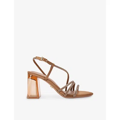 Carvela Womens Bronze Paparazza Heeled Faux-leather Sandals Eur 41 / 8 Uk In Brown