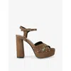 Carvela Womens Cinzia Platform Suede Heeled Sandals Brown Eur 39 / 6 Uk