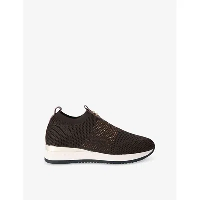 Carvela Womens Brown Janeiro 2 Crystal-embellished Knitted Low-top Trainers Eur 38/5 Uk