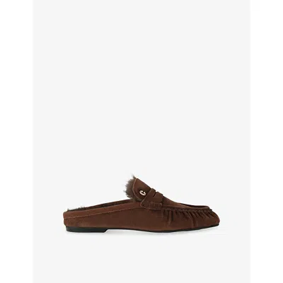 Carvela Womens Brown Marigold Faux-fur Suede Mules Eur 37 / 4 Uk