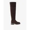 Carvela Womens Brown Napoli Suede Flat Over-the-knee Boots Eur 40 / 7 Uk In Brown