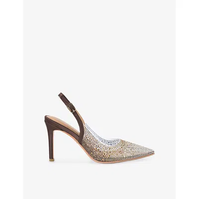 Carvela Womens Brown Positano Vinyl Embellished Sling-back Heels Eur 39 / 6 Uk