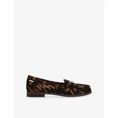 Carvela Womens Brown/oth Click 2 Leather Loafers Eur 39 / 6 Uk In Animal Print