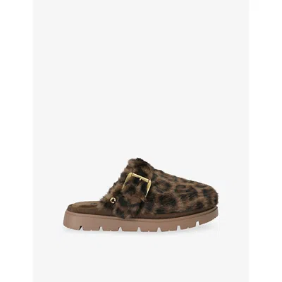 Carvela Womens Brown/oth Pavillion Leopard-print Faux-fur Mules Eur 39 / 6 Uk