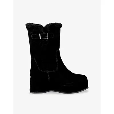 Carvela Womens Black Après Buckle Suede Boots Eur 41 / 8 Uk