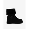 Carvela Womens Black Apres Wedge-heel Suede Ankle Boots In Black